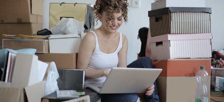 woman decluttering