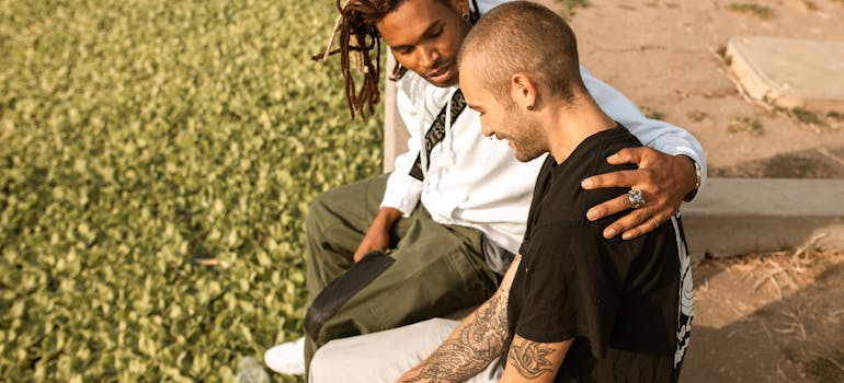 a guy saying farewell to friends and family