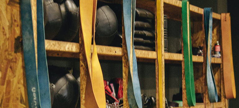 trying to store gym equipment on shelves