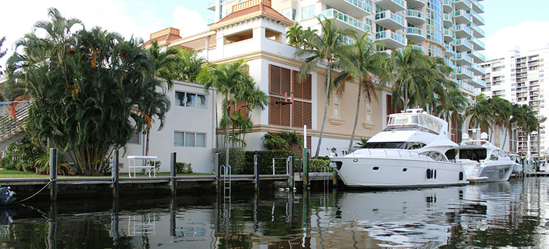 boat next to a home