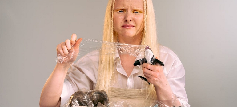 using plastic wrap as one of the unconventional house-packing strategies