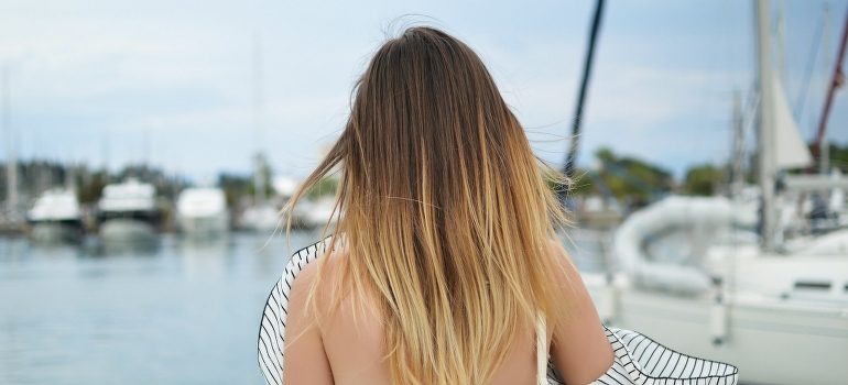 woman in a marina