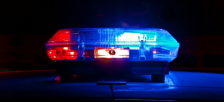 red and blue lights on a police car
