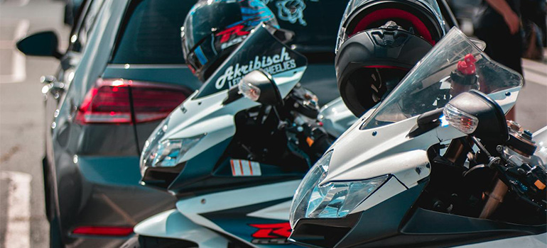motorbikes and a car