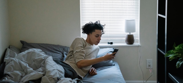 a man going to bed