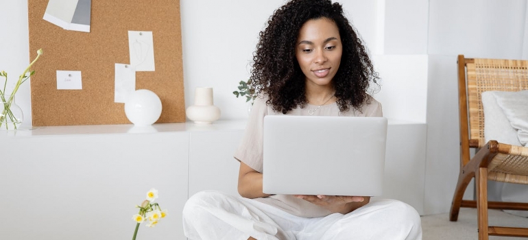 woman using laptop