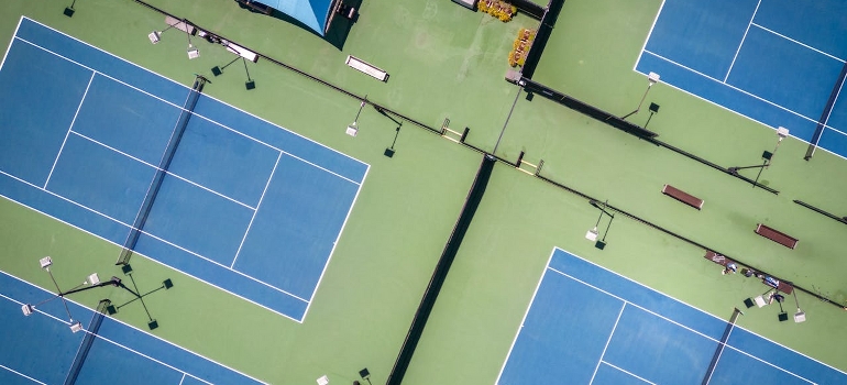 looking at tennis courts from air before moving to Miami for tennis