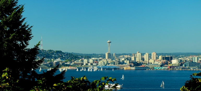 looking at the city panorama before moving from Miami to Seattle