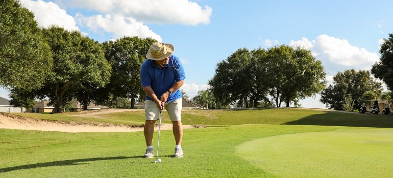 playing golf