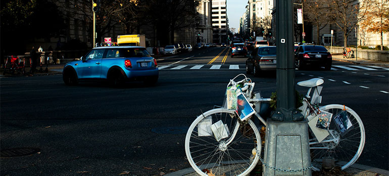 bicycle on a light post